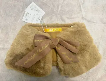 핀토 로고 리본 에코 퍼 티펫 베이지 브라운 머플러