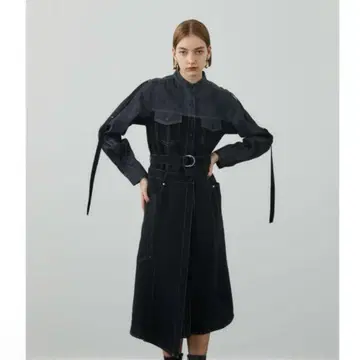 [ 새상품급 ] 유나이티드 도쿄 윈드 랩 콤비 원피스 데님 블랙