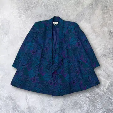 자켓 올 패턴 A 라인 7부 소매 울 혼방 레트로 vintage