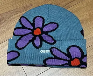 OBEY 플라워 패턴 데이지 비니 니트 모자