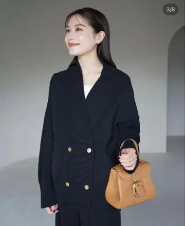 laubeblanc 더블 브레스티드 니트 가디건