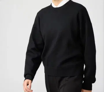 UNIQLO C 스무스 코튼 크루넥 스웨터 M 블랙