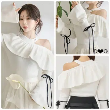 Darich 벨 슬리브 프릴 니트탑 아이보리