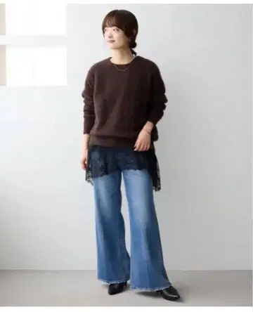 슬로브 IENA 레이스 콤비 티셔츠