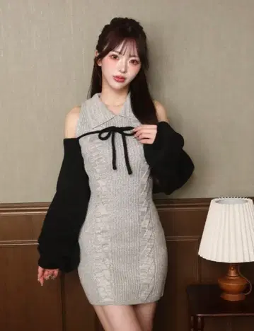 darich 숏 볼레로 니트 미니 원피스