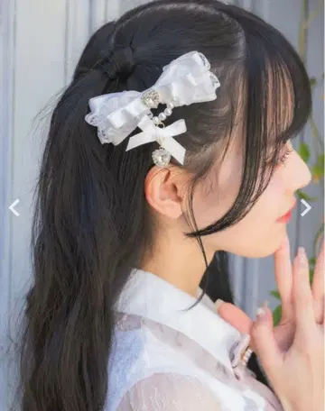 개더 레이스 레이어드 클립 세트 화이트