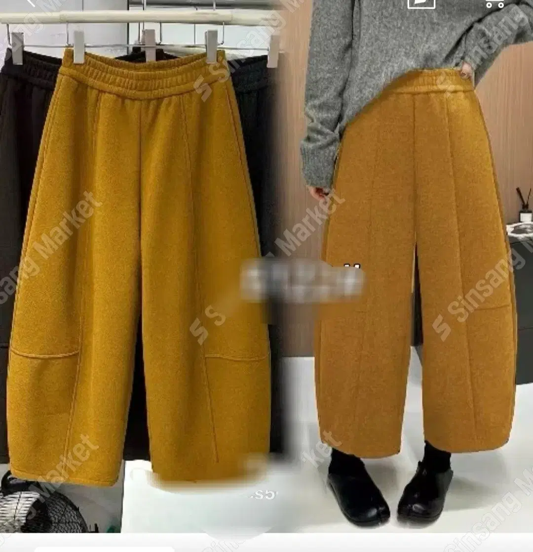 Trendy winter. Volume inner fleece. Banding. Wool wide pants. New item.