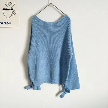 엘르 보트넥 긴팔 니트 루즈핏 플레어 슬리브 리본