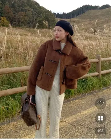 NUGU 더플 크롭 무스탕 코트