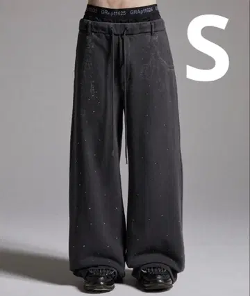 GRANCY 큐빅 디자인 레이어드 스웨트 팬츠 그레이