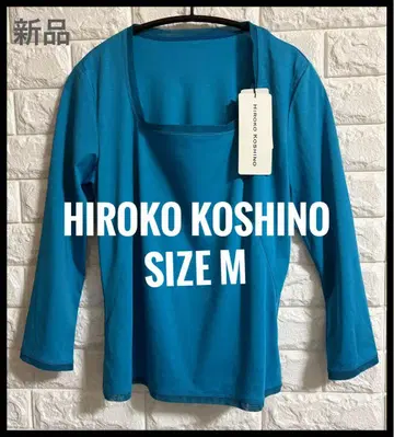 HIROKO KOSHINO 스쿠프 넥 긴팔 T셔츠 M 파랑 새상품