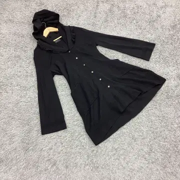 COTTO 코투 가디건 긴팔 후드 부착 벨트 포함 블랙(38)