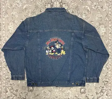 [ 90s ] Disney 데님 자켓 자수 미키 구피 플루토