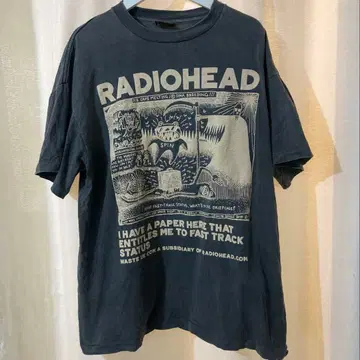 Radiohead 라디오헤드 T셔츠 BROCKUM 택 USA제 XL