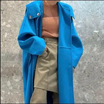 [ 착용 사진 있음 ] 루 블루 Hooded Over Coat 파랑