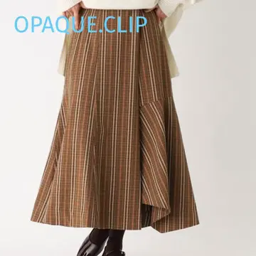 [ OPAQUE.CLIP ] 비대칭 체크 플레어 스커트