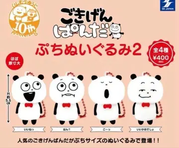 고키겐판다 푸치 봉제 인형 2 가챠 전 4종 세트