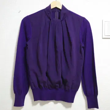 Aquascutum 캐시미어 혼방 드레이프 블라우스 퍼플 보라색 8 실크