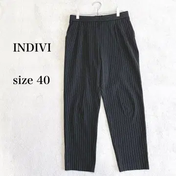 INDIVI 스트라이프 슬랙스 블랙 size 40(L) 허리밴딩