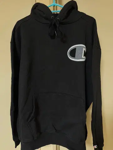할인! Champion 빅 로고 블랙 후드티 X-LARGE
