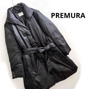 [ 다운 코트 ] 심플 무지 허리 끈 L 리본 프렌치 프론트