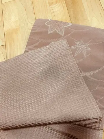 나고야 오비 더스티 핑크 단풍 모자이크 패턴