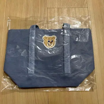 LOVERARY 블루 토트백 곰 자수