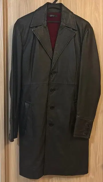 MORGANDETOI 블랙 가죽 롱 코트 M! 블랙