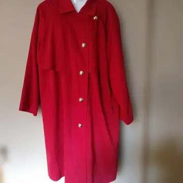 진홍색 금 버튼, 충전솜 이너 포함 롱 코트
