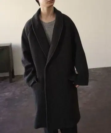 shiun(시운) 울 숄카라 코트 다크 그레이 S
