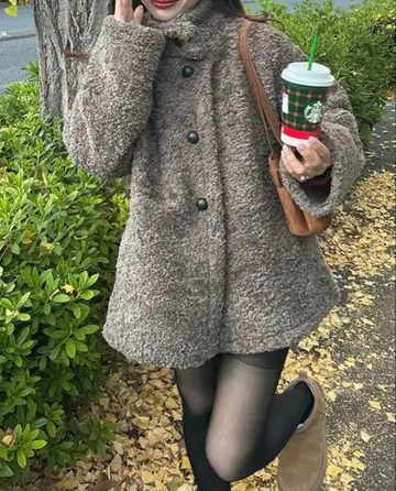 보아 자켓 브라운 더블 브레스트