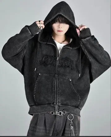 ADRER 헤비웨이트 숏 빈티지 더블 지퍼 후드티 짧은 기장 y2k