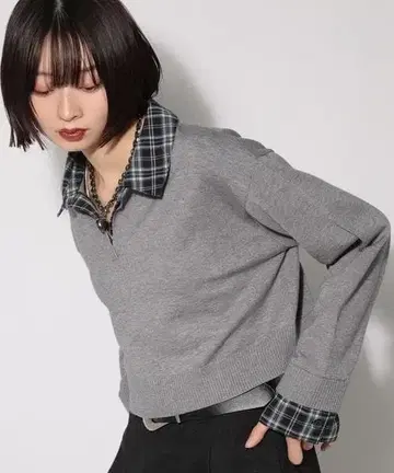 새상품 PAGEBOY 페이지 보이 셔츠 도킹 니트 풀오버