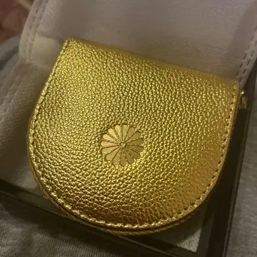 황궁 국화 문양 골드 가죽 코인 케이스