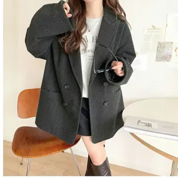 [ classical elf ] 페이크 울 소재 더블 테일러드 자켓