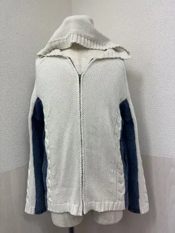 후드 부착 집업 니트 스웨터