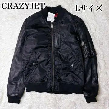 새상품급 CRAZYJET MA-1 가죽 플라이트 자켓 염소 절개
