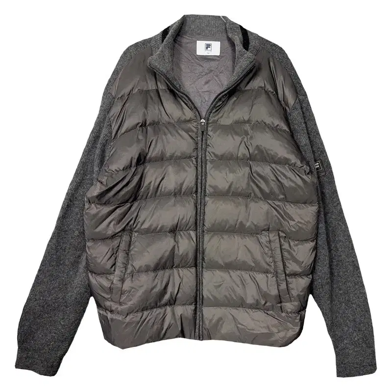 Fila Gray Color Block Quilting Wool Knit Down Padding 100