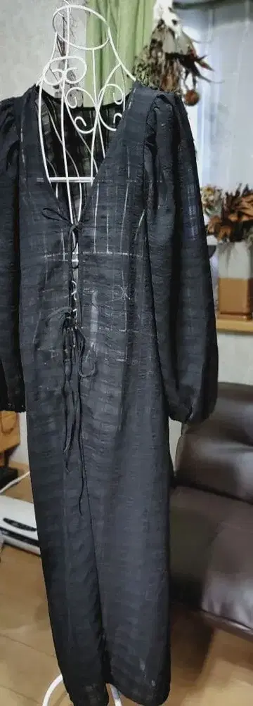 블랙 긴팔 롱 가디건 L 사이즈 비침 있음 새상품