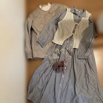 여성용 셋업 원피스 베스트 자켓 스웨터