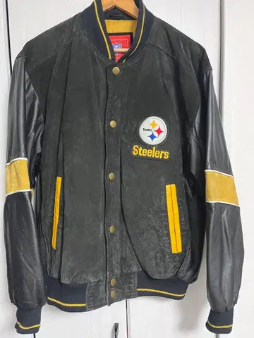 NFL 스틸러스 스웨이드 가죽 바시티 자켓