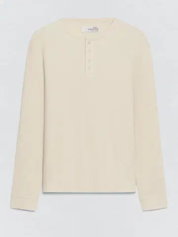 soshiotsuki x zarai 헨리넥 와플 T셔츠 베이지