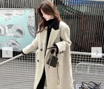 아이보리/블랙 롱 코트 새상품