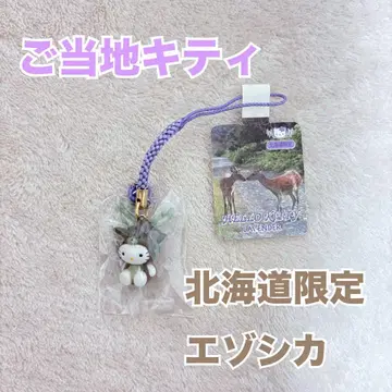 지역 한정 키티 홋카이도 한정 헬로키티 에조사슴 끈 스트랩