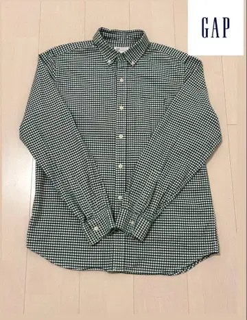 GAP 그린 화이트 깅엄 체크 긴팔 셔츠