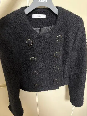 루프 트위드 자켓 숏코트