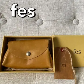 fes 카멜 가죽 미니 지갑 코인 케이스