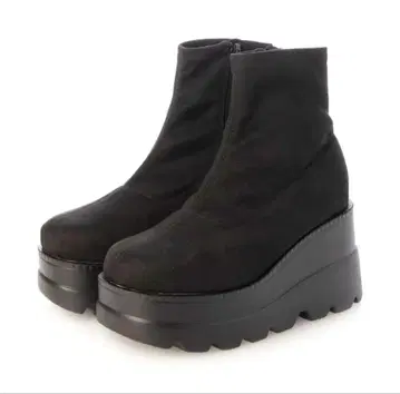 attagirl 아타걸 통굽 웨지 부츠 블랙 스웨이드 블랙