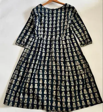 45R 인디고 올 패턴 원피스 2 45rpm 플라워 프린트 꽃무늬