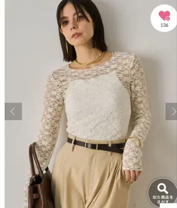 [ 미사용 새상품 ] 라운지 드레스 컷 레이스 풀오버